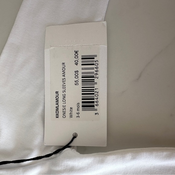 Amour White Long Sleeve Baby Bodysuit - Picture 6 of 7